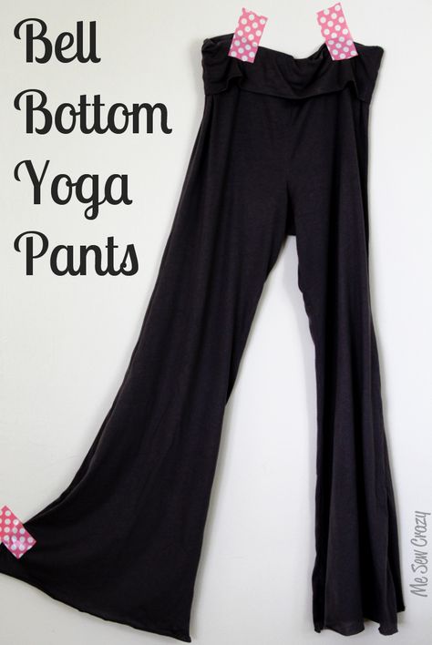 Knit Bell Bottom Yoga Pants for me ... with tutorial    I love that this blogger shows how to get the pants to fit your body right. She's amazing! Yoga Pants Diy, Bell Bottom Yoga Pants, Pants Diy, Pants Tutorial, Diy Yoga, Yoga Pants Pattern, Sewing Pants, Outfit Yoga, Dance Pants