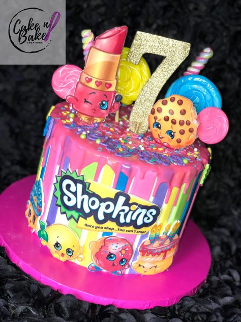 Shopkins cake! #Shopkins #shopkinscake #cakenbakecreations Shopkins Birthday Cake, Lilo And Stitch Cake, Shopkins Cake, Stitch Cake, Shopkins Party, Shopkins Birthday, 7th Birthday, 16th Birthday, Party Cakes