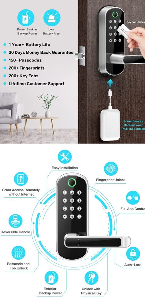 Sifely Keyless Entry Door Lock, Keypad Door Lock, Keyless Door Lock, Fingerprint Door Lock, Biometric Door Lock, Keypad Entry Door Lock, Passcode Code Door Lock, Digital Smart Door Lock (Smart Lock). Sifely smart door lock is a great solution for airbnb short-term rental hosts, rental property management, and self-housing resident. Generate passcode remotely and share it to your visitors. Advanced 5-in-1 Keyless Entry Smart Door Lock: Fingerprint + Code + Fob + Smartphone + Key. Biometric Door Lock, Keypad Door Locks, Keyless Door Lock, Biometric Lock, Hot Tub House, Keyless Entry Door Locks, Fingerprint Door Lock, Entry Door Locks, Digital Door Lock