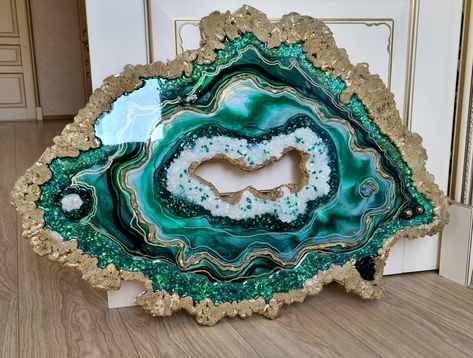 Geode Art Print, Geode Table, Green Geode, Agate Art, Glamour Art, Resin Geode, Resin Art Painting, Geode Art, Diy Canvas Wall Art