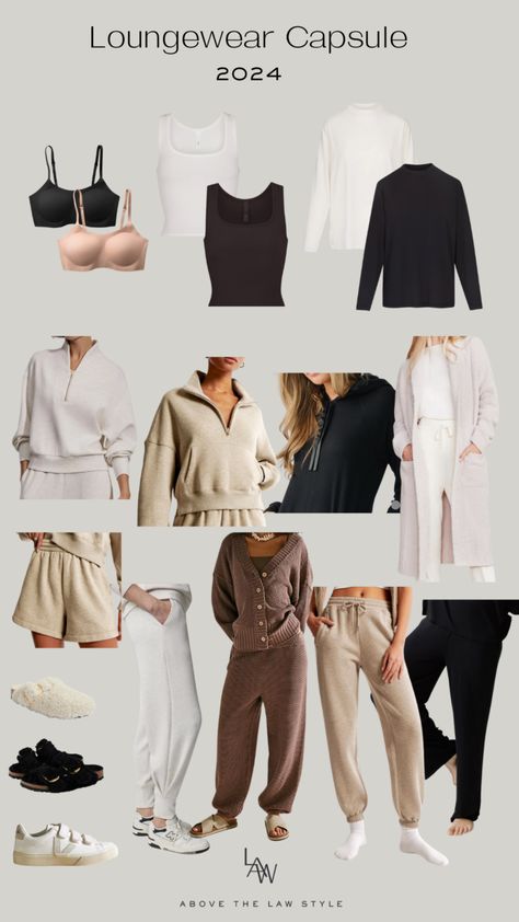 Loungewear Capsule 2024 - Above The L.A.W. Style Lounge Capsule Wardrobe, Yoga Capsule Wardrobe, Lounge Wear Capsule Wardrobe, Edgy Loungewear, Loungewear Capsule Wardrobe, Elevated Loungewear, Loungewear Aesthetic, Classy Loungewear, Loungewear Capsule