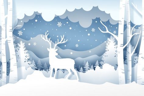 Shadow Light Box, Christmas Shadow Boxes, Paper Cutout Art, Vector Christmas, 3d Shadow Box, 3d Paper Crafts, Paper Cut Art, Christmas Illustration, Christmas Deer