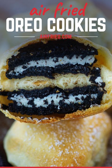 No one ever has to know how easy these air fryer Oreos are! They taste like the kind you get at a carnival or fair! #airfryer #cookies #Oreo #recipe Food With Crescent Rolls, Air Fryer Oreos, Deep Fried Oreo, Fried Oreo, Airfryer Recipe, Recipe Air Fryer, Sweet Fries, Fried Oreos, Simply Stacie