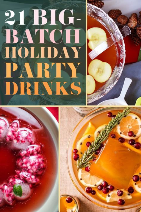 You'll drool over these 21 Big-Batch Cocktails To Get Everyone Drunk At Your Holiday Party Fingerfood Recipes, Holiday Party Drinks, Bagel Bar, Batch Cocktails, Holiday Punch, Party Dips, Jello Shots, Punch Recipes, Christmas Cocktails