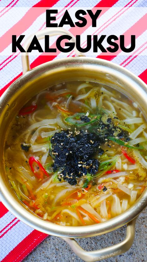 Kalguksu Recipe, Knife Cut Noodles, Korean Soup Recipes, Korean Noodle Soup, Koreansk Mad, Korean Food Recipes, Fresh Noodles, Recipe Korean, Korean Soup