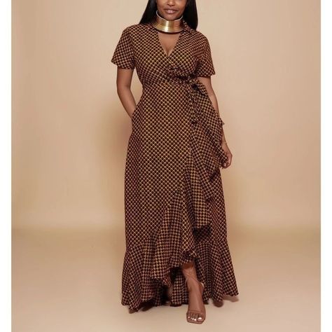 Long Elegant Wrap Dress, Kitenge Wrap Dress, African Maxi Dress Ankara Nigerian Weddings, Wrap Gown Ankara, African Wrap Dress, Short Ankara Wrap Dress, Ankara Wrap Gown, Ankara Wrap Dress Styles, Long Ankara Dress