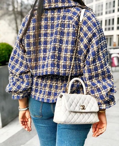 Chanel Coco Handle: What You Need to Know - PurseBop Chanel Mini Flap Bag Outfit, Coco Chanel Handbags, Coco Chanel Bags, White Chanel Bag, Chanel Bag Outfit, Chanel Coco Handle, Coco Chanel Fashion, Lux Fashion, Denim Street Style