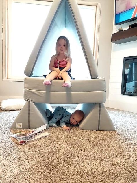 Playroom Ideas With Nugget Couch, Nugget Pickler Triangle, Yourigami Couch Ideas, Nugget Builds For Babies, Nugget And Chunk Builds, Play Couch Build Ideas, Single Nugget Builds For Climbing, Nugget Climbing Ideas, Nugget Storage