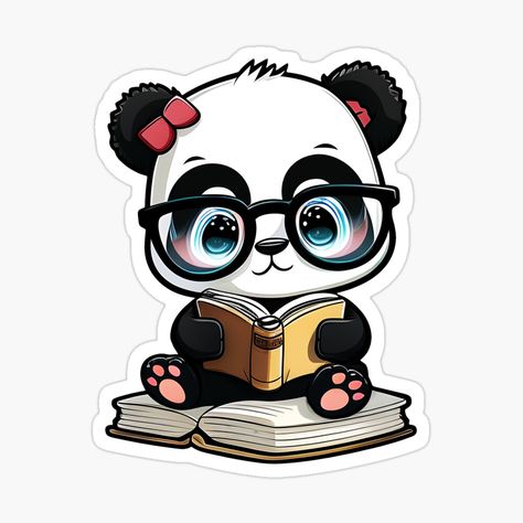 Panda Stickers Printable, Logo Panda, Panda Icon, Cartoon Panda, Book Wallpaper, Book Icons, Book Tattoo, Class Decoration, Handmade Sticker