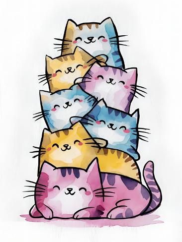 Kitty Treats, Watercolor Easy, Doodle Dogs, Whimsy Art, Wood Craft Patterns, Whimsical Artwork, Kitty Art, Black Cat Art, Doodle Dog