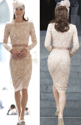 Kate Middleton Nude Lace Dress/Nude Heels - this year's Easter look minus the hat...just call me Kate ;) Ducesa Kate, Champagne Lace Dresses, Vévodkyně Kate, Kate Middleton Style Outfits, Düşes Kate, Looks Kate Middleton, Nude Lace Dress, Kate Middleton Outfits, Princess Kate Middleton