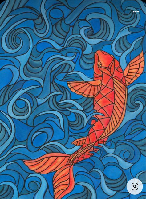 Elements Of Art Examples, Emphasis In Art, Queen Angelfish, Intermediate Art, Contrast Art, Koi Art, Mosaic Inspiration, Original Canvas Painting, Identity Inspiration