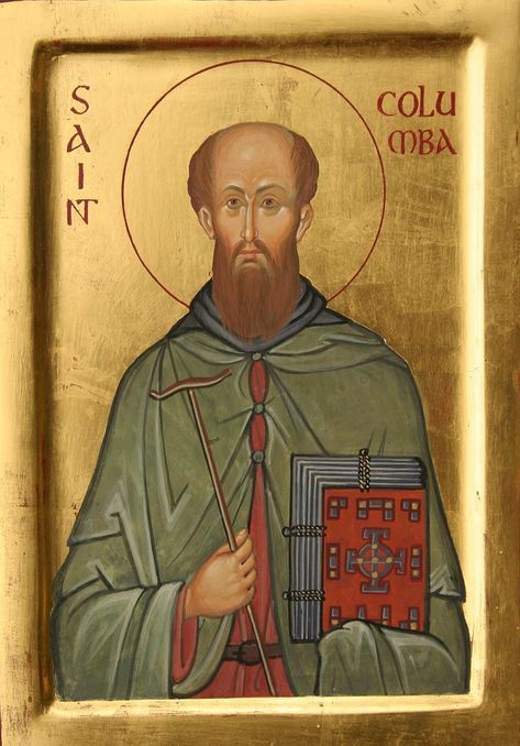 St Columba - Aidan Hart Sacred Icons Celtic Christianity, St Columba, Irish Saints, Orthodox Icon, Celtic Style, Byzantine Icons, Mary And Jesus, St Francis, Orthodox Icons