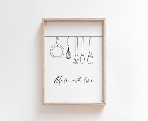 Kitchen Frames Ideas Wall Art, Kitchen Pictures Decor Wall Art, Kitchen Painting Art, Printable Kitchen Wall Art, Kitchen Wall Prints, Line Drawing Wall Art, Wall Art Dining Room, Wall Art Dining, Moms Kitchen