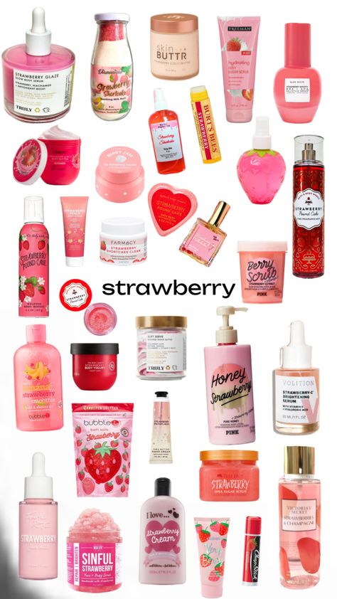 #strawberrygirl #strawberryskincare #strawberrycore #berryskincare #preppyskincare #strawberryskin Hygiene Products, Not Mine, Body Care, Scents, Bath And Body, Bath, Energy, Beauty