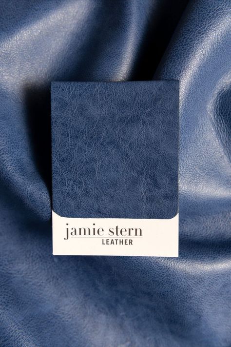 Jamie Stern Caribbean Spice Leather in the color Blue Daze Laminate Colours, Material Board, Fabric Scarf, Instagram Frame Template, Leather Repair, Color Chip, Sustainable Leather, Fall Color Palette, Material Textures