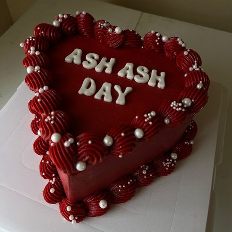 ASH ASH DAY❤️ Cake details: 2 layer 6 inch heart cake #yyccakes #calgaryheartcakes #heartcakes #redheartcake #explorepage Ash Ash, Heart Cakes, Heart Cake, Ash, Cake, Red, Quick Saves