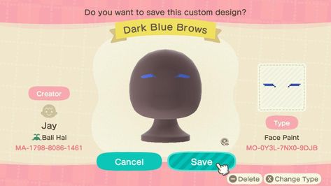 Animal Crossing Custom Designs | Nook's Island Animal Crossing Hair, Acnh Custom Design, Rainbow Face Paint, Eyebrow Design, Animal Crossing Funny, Rainbow Face, Animal Crossing Wild World, Animal Crossing Characters, Face Paint Makeup