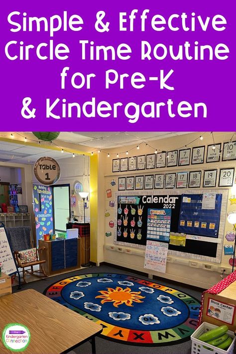 Check out my fun and engaging Morning Circle Time Routine perfect for both Pre-K and Kindergarten to make Circle Time the best part of the day! Classroom Carpet Ideas Circle Time, Circle Time Ideas For Prek, Morning Circle Time Routine, Preschool Circle Time Board Ideas, Circle Time Layout Preschool, Circle Time Board Ideas For Preschool, Circle Time Lesson Plans Preschool, Pre K Circle Time Set Up, Engaging Circle Time Activities