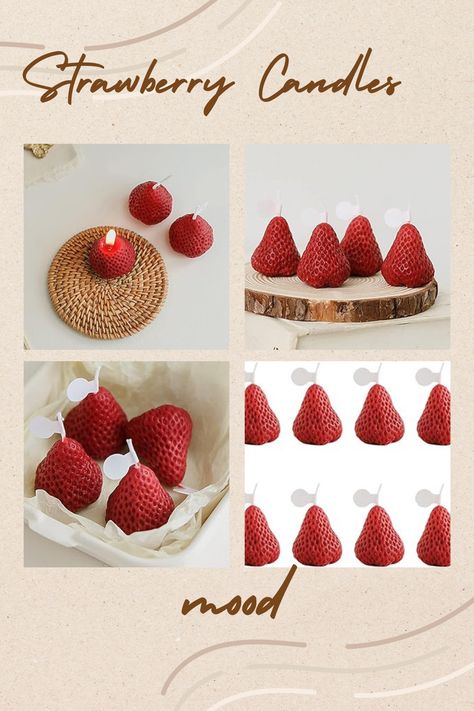 8 Piece Strawberry Candles. Strawberry Candles, Candles For Birthday, Strawberry Candle, Aromatic Candle, Candles Handmade, Aromatic Candles, Bar Party, Cute Fruit, Home Bathroom