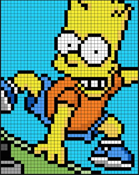 Homer Simpson, Marge and Maggie Simpson, Lisa Simpson, Bart Simpson, Hank Scorpio, Ned Flanders Perler Bead Pixel Art Pieces and Patterns Grille Pixel Art, Pixel Art Minecraft, Image Pixel Art, Modele Pixel Art, Graph Paper Drawings, Graph Crochet, Pixel Art Templates, Perler Art, Pixel Drawing