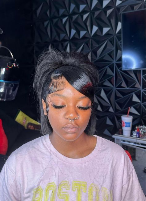 Bob Wig Styled For Black Women, Short Lace Hairstyles, Bob Ponytail Hairstyles, Bob Hairstyles Wig, Hairstyles For A Bob, Short Bob Wig Hairstyles, Bob Lace Front Wigs Black Women, Bob Wig Styles For Black Women, Bob Weave Hairstyles