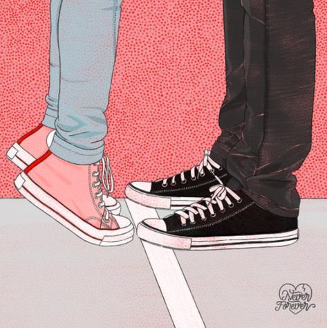 Never Forever creates images about love, heartbreak, obsession, and passion. Take a look at those intimate moments you share with the person you love. Shoes Wallpaper, Cover Wattpad, Cute Couple Drawings, Couple Illustration, Teen Fiction, 背景 シンプル, Cute Couple Art, Couple Drawings, Shoe Art