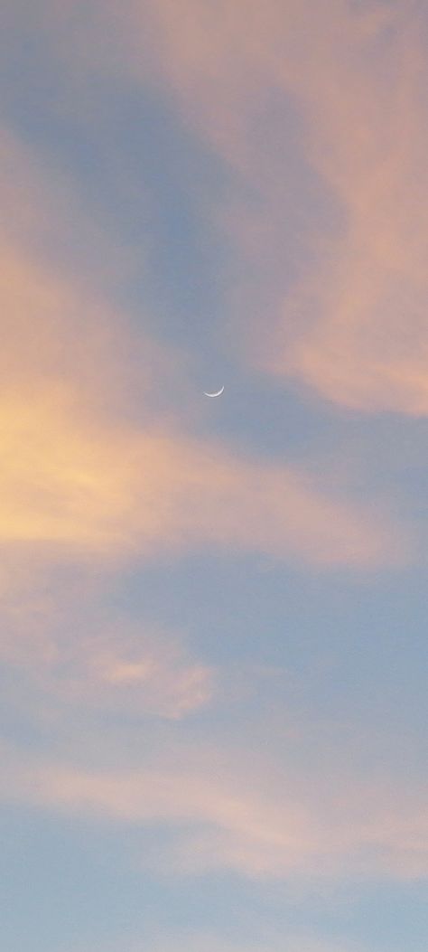 Moon, clouds, blue sky Sky Lockscreen Aesthetic, Soft Sky Aesthetic, Basic Lockscreen, Sky Lockscreen, Sky Aesthetic Wallpaper, Diy Gift For Bff, Phone Lighting, Backgrounds Phone, Minimal Wallpaper