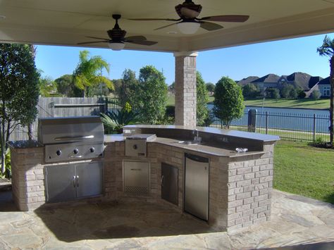 Outdoor Cooking Area By Pool, Back Yard Bbq Ideas Grill Area Patio With Pool, Bull Outdoor Kitchen, Texas Outdoor Kitchen, Outdoor Kitchen With Lift Up Door, Vintage Room Decor Ideas, Patio With Pool, Outdoor Garden Sink, New Patio Ideas