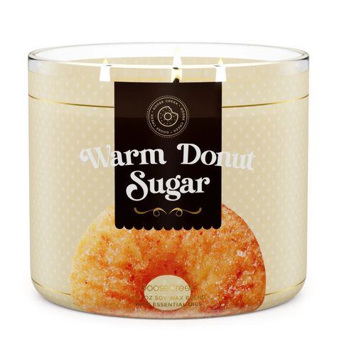 Warm Donut Sugar Large 3-Wick Candle - Aromatic Comfort Food in a Jar – Goose Creek Candle Food In A Jar, Goose Creek Candles, Donut Display, Cake Dip, Sweet Candles, Goose Creek, Fried Dough, Donut Shop, Cozy Kitchen