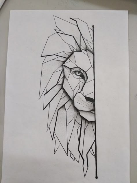 Wallpaintings Ideas Simple, Geometric Lion Drawing, Wallpaintings Ideas, Lion Line Art, Mirror Canvas Art, Geometric Lion, Lion Tattoos, Journaling Ideas Drawings, Art Deco Paintings