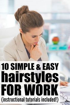 Late Hairstyles, Hairstyles For Medium Length Hair Tutorial, Work Updo, Simple Easy Hairstyles, Running Late Hairstyles, Hairstyles For Work, Easy Work Hairstyles, Office Hairstyles, Easy Hairstyles Quick