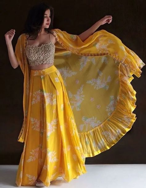 Pre-Wedding Function Worthy Co-Ord Sets For Brides! - ShaadiWish डिजाइनर कपड़े, Haldi Dress, Lehenga Choli Designs, Haldi Outfits, Function Dresses, Trendy Outfits Indian, Wedding Lehenga Designs, Long Dress Design, Kurti Design