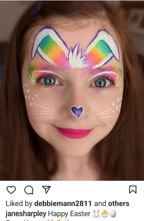 Spring Face Painting Ideas, Spring Face Paint Ideas, Bunny Face Paint Easy, Face Painting Bunny, Easter Face Painting Ideas, Spring Face Paint, Face Painting Easter, Easter Face Painting, Bunny Face Paint