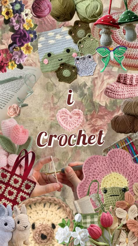 I love crochet wallpaper collage yarn Crochet Wallpaper, I Love Crochet, Crochet Circle Pattern, Crochet Store, Crochet Christmas Gifts, Wallpaper Collage, Crochet Shop, Crochet Clothing And Accessories, Crochet Circles