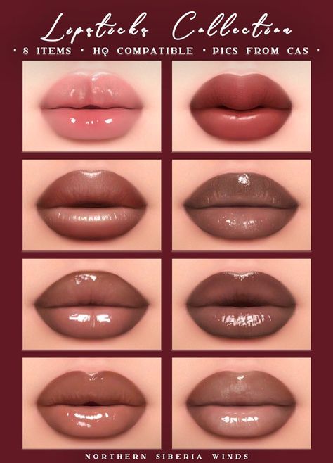 Sims 4 Cc Makeup Lipsticks, Northern Siberia Winds, Sims 4 Cas Mods, The Sims 4 Skin, Makeup Cc, Sims Packs, Play Sims 4, Pelo Sims, The Sims 4 Packs