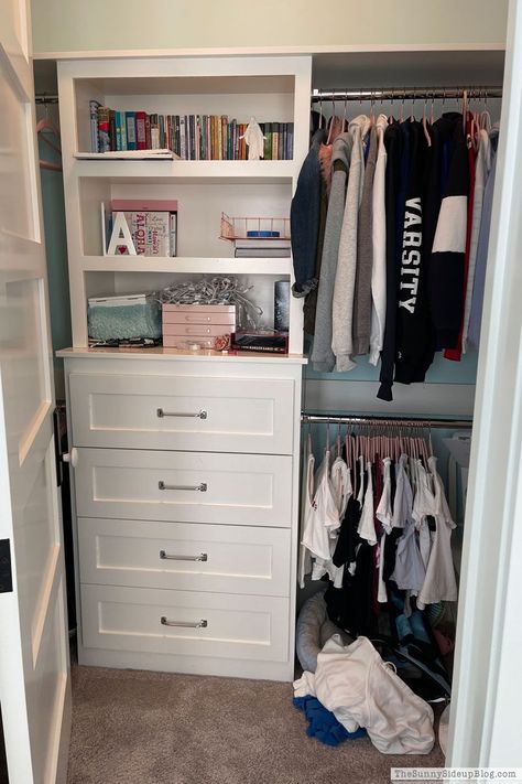 Closet Organization Ideas With Dresser, Dresser Closet Ideas, Teen Girl Room Organization Ideas, Desk And Dresser, Teen Girl Organization Bedroom, Small Closet Dresser, Dressers In Closets, Teen Storage Ideas, Teen Closet Organization Ideas