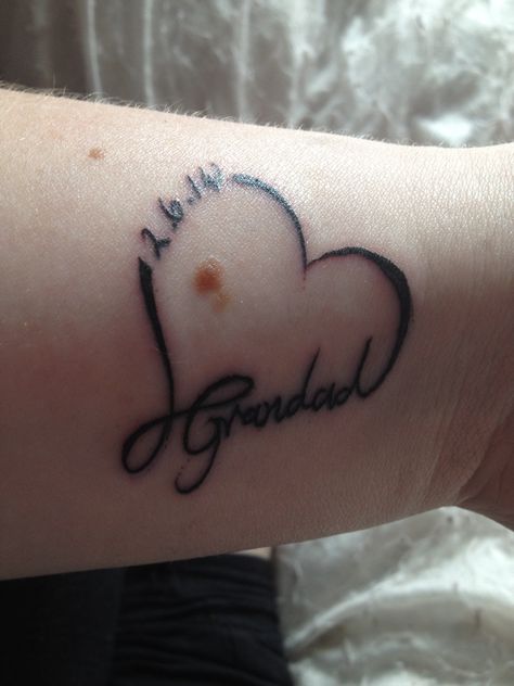 A memorial tattoo for my late grandad simple and elegant Grandfather Tattoo, Grandpa Tattoo, Tattoos On Wrist, Memorial Tattoo Quotes, Father Daughter Tattoos, Brother Tattoos, Remembrance Tattoos, Clever Tattoos, Tattoos Skull