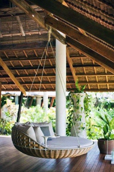 Top 50 Best Hanging Bed Ideas - Backyard To Bedroom Comfort Treehouse Ideas, Rustic Houses, Backyard Hammock, Swing Bed, Backyard Swings, Hanging Beds, Hanging Bed, Dream Land, Bed Swing