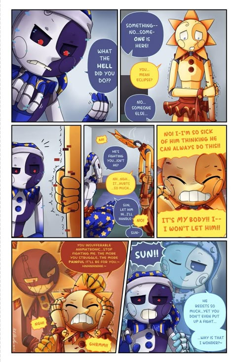 Sun Drop X Moon Drop Fanart, Sun And Moon Drop Fnaf Fanart, Sams Fnaf, Sun And Moon Comic, Sun And Moon Fnaf Fanart, Sun And Moon Fanart, Sundrop X Moondrop, Fnaf Eclipse, Sams Fanart