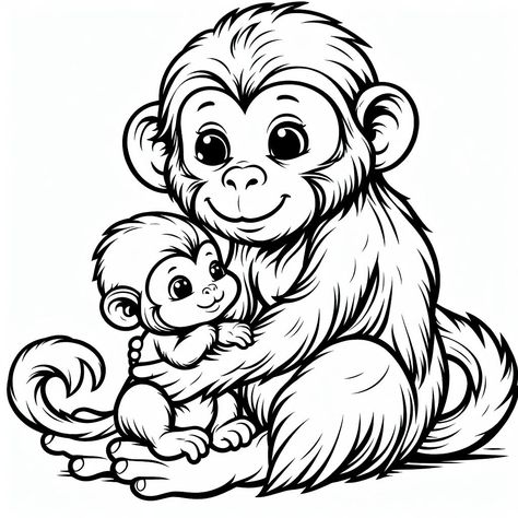 Infant Drawing, Monkey Coloring Pages, Monkey Drawing, Outline Images, Baby Illustration, Monkey Art, Boy Drawing, A Monkey, Animal Habitats