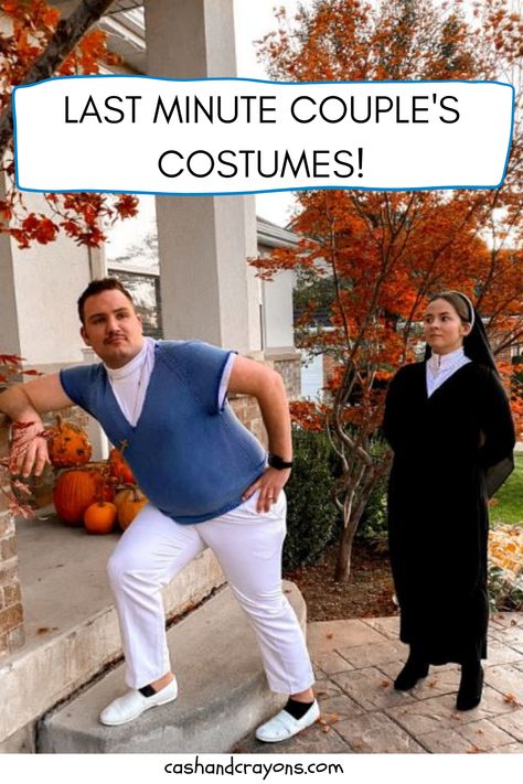 Last Second Couples Costume, At Home Couple Costumes, Just Married Halloween Costumes, Lazy Halloween Costumes Couples, Funniest Couple Costumes, Easy Couple Halloween Costumes 2024, Cat Couples Costume, Throw Together Halloween Costumes, Married Couple Halloween Costumes