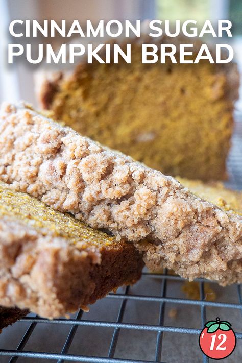 Pumpkin loaf + streusel topping = match made in heaven. Pumpkin Bread Cinnamon Sugar, Cinnamon Crunch Pumpkin Bread, Cinnamon Sugar Pumpkin Bread, Cinnamon Sugar Crunch Pumpkin Bread, Cinnamon Pumpkin Bread, Pumpkin Bread Mix, Cinnamon Sugar Bread, Bread Toppings, Pumpkin Bread Easy