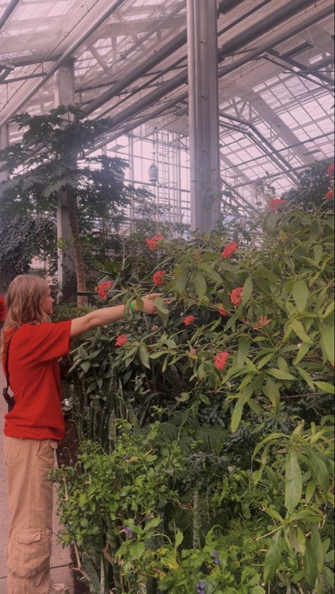 a girl in red reaching into the plants to find a butterfly Butterfly Garden Aesthetic, Butterfly Biosphere, Butterfly Exhibit, Gorgeous Flowers, Flowers And Butterflies, Summer Bucket Lists, Insta Inspo, Summer Bucket, Butterfly Garden