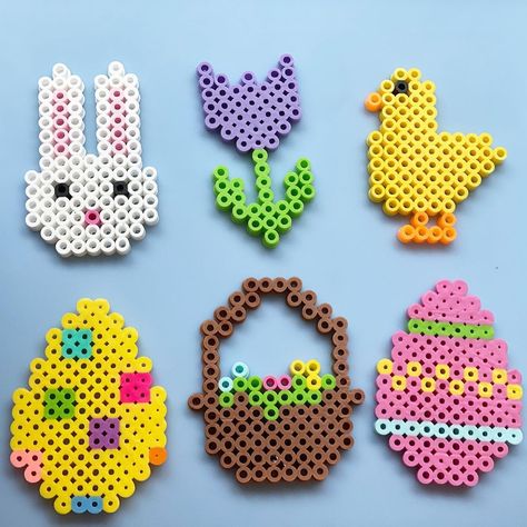 Spring Perler Beads, Spring Perler Bead Patterns, Easter Beads, Easter Melty Bead Patterns, Easter Perler Beads, Perler Bead Easter Patterns, Easter Perler Bead Patterns, Easter Melty Beads, Easter Beads Pattern