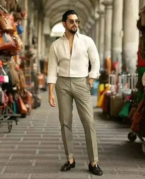 Best Shirt And Pant Combination For Men, Cream Colour Pant Outfit Men, Shirt And Pants Outfit Men, Shirt Pant Combination Men, Pant Shirt Combination Men, White Shirt Outfit For Men, Casual Shirts Outfit, Stylish Men Outfits, Men Pants Pattern