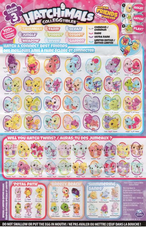 Hatchimals Colleggtibles Season 3 Checklist List Insert Collector Guide – Kids Time Hatchimals Toy, Disney Movies List, Toy Guide, Little Live Pets, Panda Birthday, Toy Packaging, Blind Bags, Season 3, Cool Toys