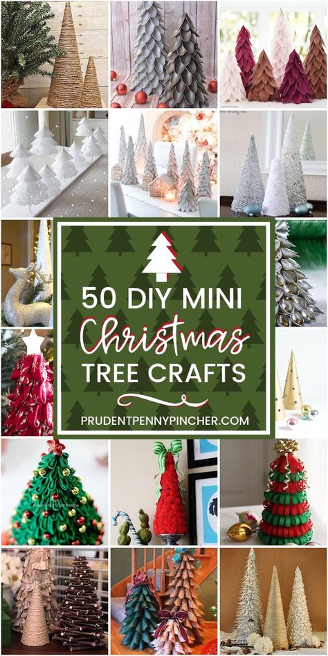 50 DIY Mini Christmas Tree Crafts - Add a little holiday cheer to your home with these festive tabletop DIY Christmas tree decorations! Diy Mini Christmas Tree, Crismas Tree, Mini Tree, Christmas Crafts For Adults, Holiday Crafts Diy, How To Make Christmas Tree, Christmas Tree Decorations Diy, Christmas Centerpieces Diy, Tabletop Christmas Tree