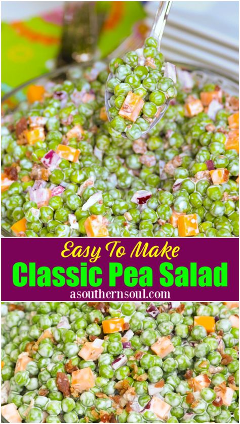 Pea Salad With Canned Peas, Frozen Pea Salad Recipes, Pioneer Woman Pea Salad, Cold Pea Salad Recipes, Pea Salad With Frozen Peas, Frozen Pea Salad, English Pea Salad Recipe, Frozen Pea Recipes, Pea Salad Recipes Easy