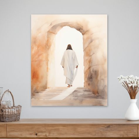 He is Risen, Jesus Christ Resurrected, Easter Painting, Jesus Wall Art, Ready to Hang Canvas Wall Art, Bible Art, LDS Art, Jesus Painting He Is Risen Painting, Jesus Painting Canvases, He Is Risen Art, Lds Easter, Jesus Canvas Painting, Christian Art Painting, Risen Jesus, Lion Of Judah Jesus, Jesus Easter